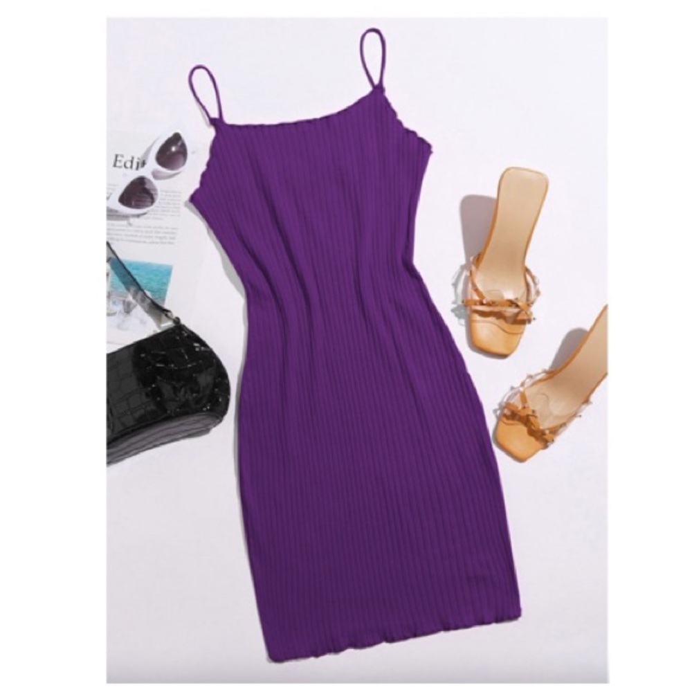 NEW Lettuce Trim Ribbed Bodycon Dress